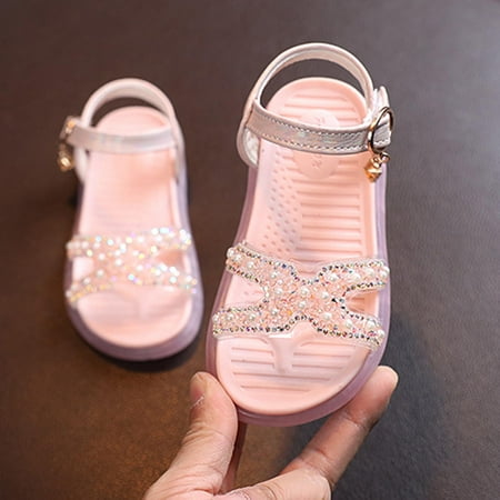 

QISIWOLE Children Girls Sandals Princess Open-toed Soft Bottom British Style Roman Shoes Deals