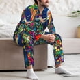 thumbnail image 7 of Daiia Colorful Floral Forest Fairy for Men's Long-Sleeved Pajama Set – Soft & Comfortable Sleepwear Button-Up Pajamas Cozy Lounge Wear-Large, 7 of 7