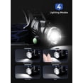 thumbnail image 2 of Linterna frontal recargable, lámpara frontal LED con zoom de alto brillo de 1500 lúmenes, lámpara de diadema impermeable con batería grande con 4 modos y diadema ajustable, 2 of 5