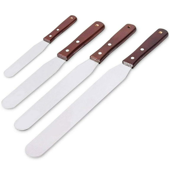 4PCS Straight Cake Icing Spatula Set,4/6/8/10Inch Professional Stainless Steel