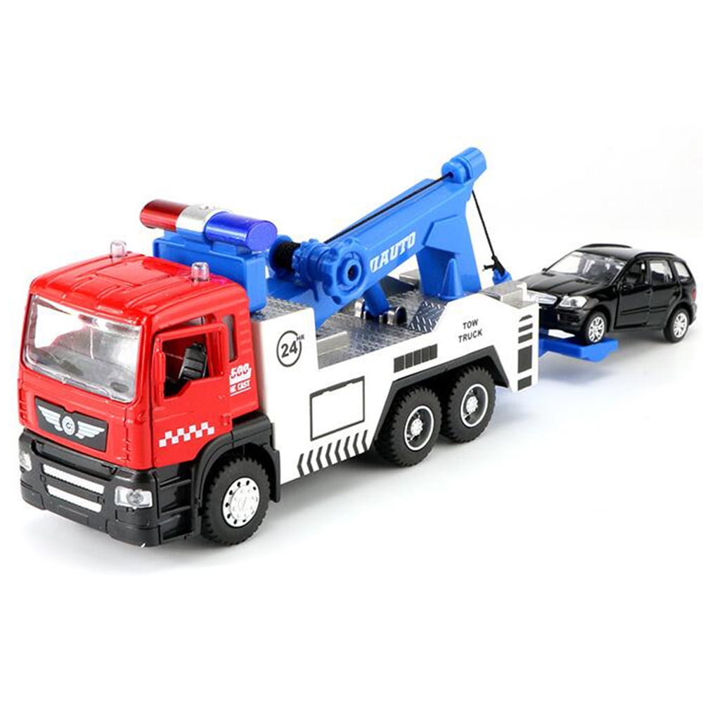 Tow Truck Toys Set With Mini Car, Traffic Rescue Trailer With Lights