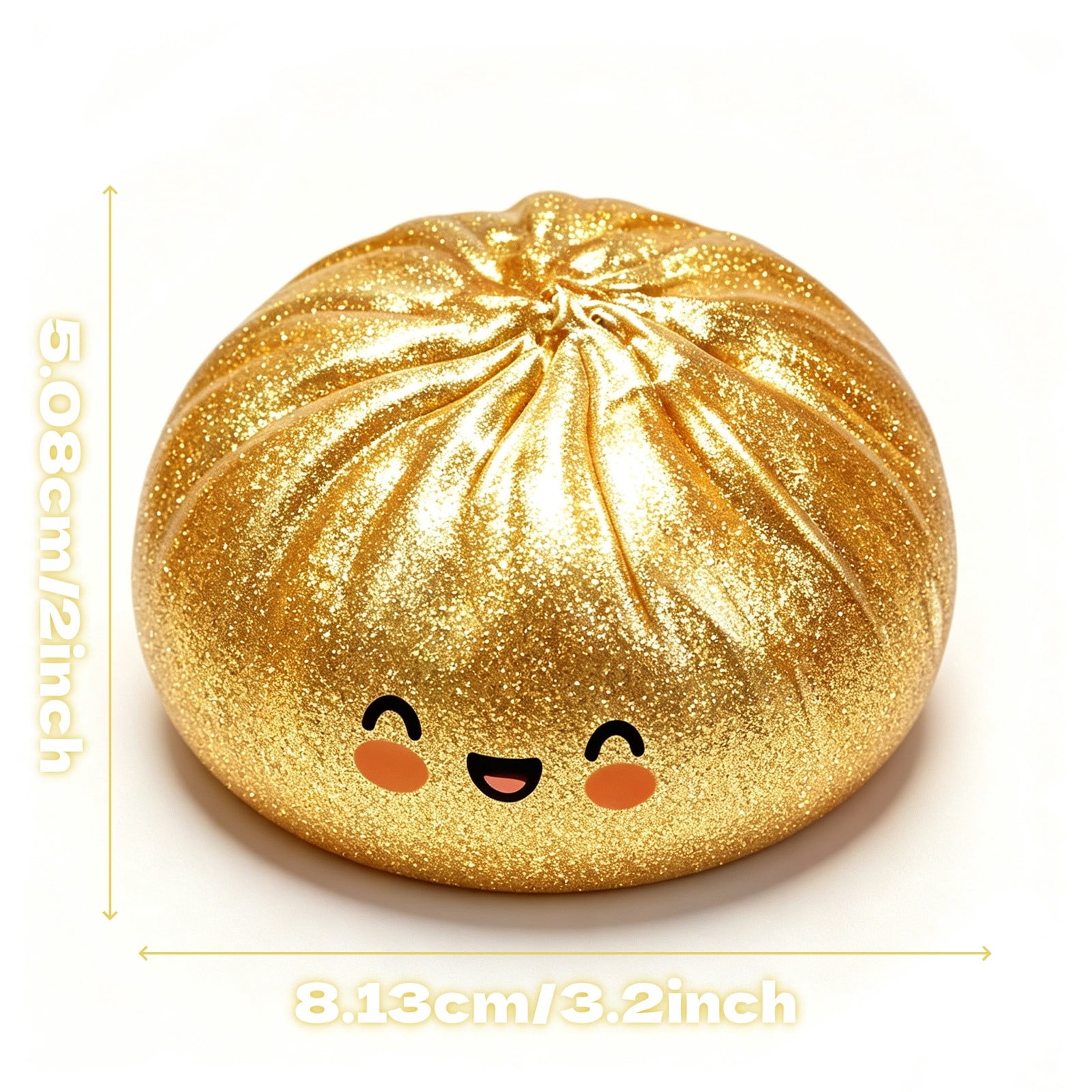 3PCS Gold Stuffed Bun Dumpling Gaint Glitter Dumpling Squishies Fidget For Anxiety Relief Squeeze Stress Balls