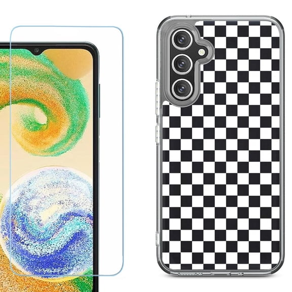 Phone Case for Samsung Galaxy S26 5G, with Screen Protector, by OneToughShield - Checker B/W