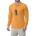 thumbnail image 2 of Men's Polo Shirt, Long Sleeve Tactical Shirts, Outdoor UPF 50+ Pique Shirt, Dry Fit Lightweight Golf Shirts Saffron S, 2 of 5