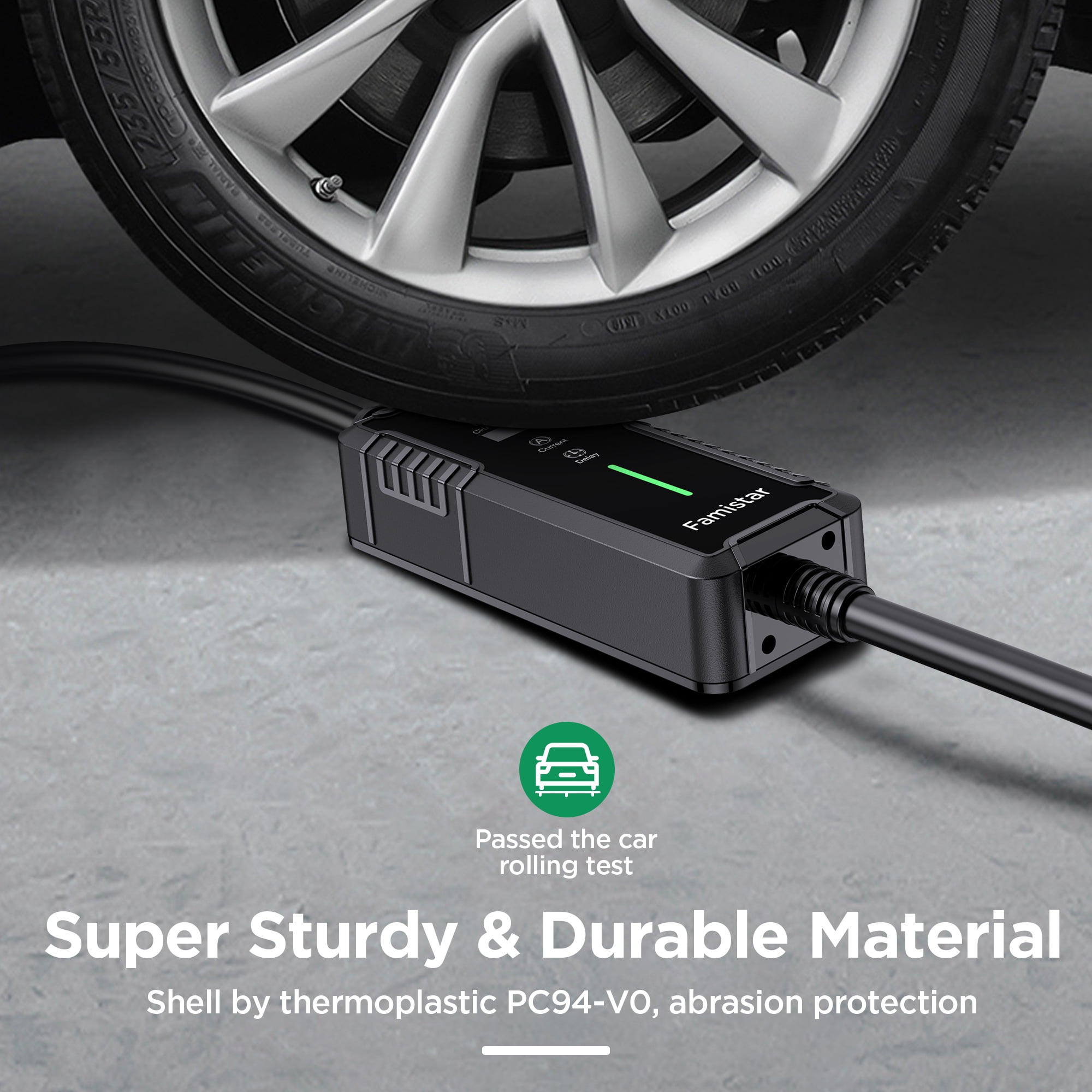 Famistar EV Charger, Level 2 Portable Electric Vehicle Car Charger Charging Station, 14-50 Plug, 32 Amp, 100-240V, 25FT Model, IP65 Waterproof, 0.96” LCD Screen, UL Recognized, for SAE J1772 EV