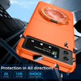 thumbnail image 4 of Magnetic Case for Samsung Galaxy Z Flip 4 Case with Kickstand & Ring Holder, [Compatible with MagSafe Charging] Slim Ultra PC Back Scratch-Resistant Military Grade Shockproof Case, Orange, 4 of 14