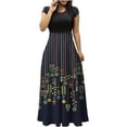thumbnail image 2 of SMihono Robe Maxi Bohème d'Été pour Femmes Grande Taille Robe d'Été Colorée à Imprimé Floral pour Femmes Robes à Manches Courtes Robe Maxi Décontractée de Plage Robe Évasée de Plage, 2 of 5
