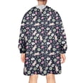 thumbnail image 2 of Wearable Oversized Blanket,Dark Blue Cartoon Unicorn Pattern Wearable Blanket Hoodie for Adults,Cozy Hooded Blankets with Super Pockets,Super Warm Fuzzy Pullover for Women & Men, 2 of 6