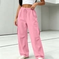 thumbnail image 2 of Womens Pants Zeliretfy Women's Baggy Cargo Sweatpants Wide Leg Pants Athletic Open Bottoms Joggers Casual Athletic Workout Pants with Elastic Waist Lounge Loose Fit Hiking Running Going out, 2 of 9