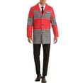 thumbnail image 2 of Lars Amadeus Houndstooth Overcoat for Men's Single Breasted Color Block Patchwork Long Coat, 2 of 5