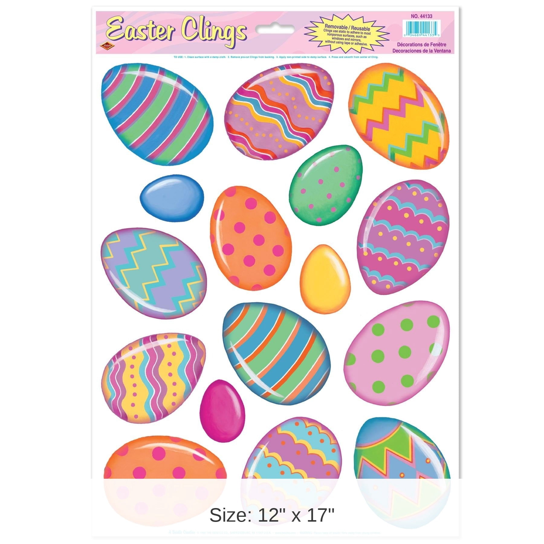 192 Piece Beistle Easter Color Bright Egg Clings