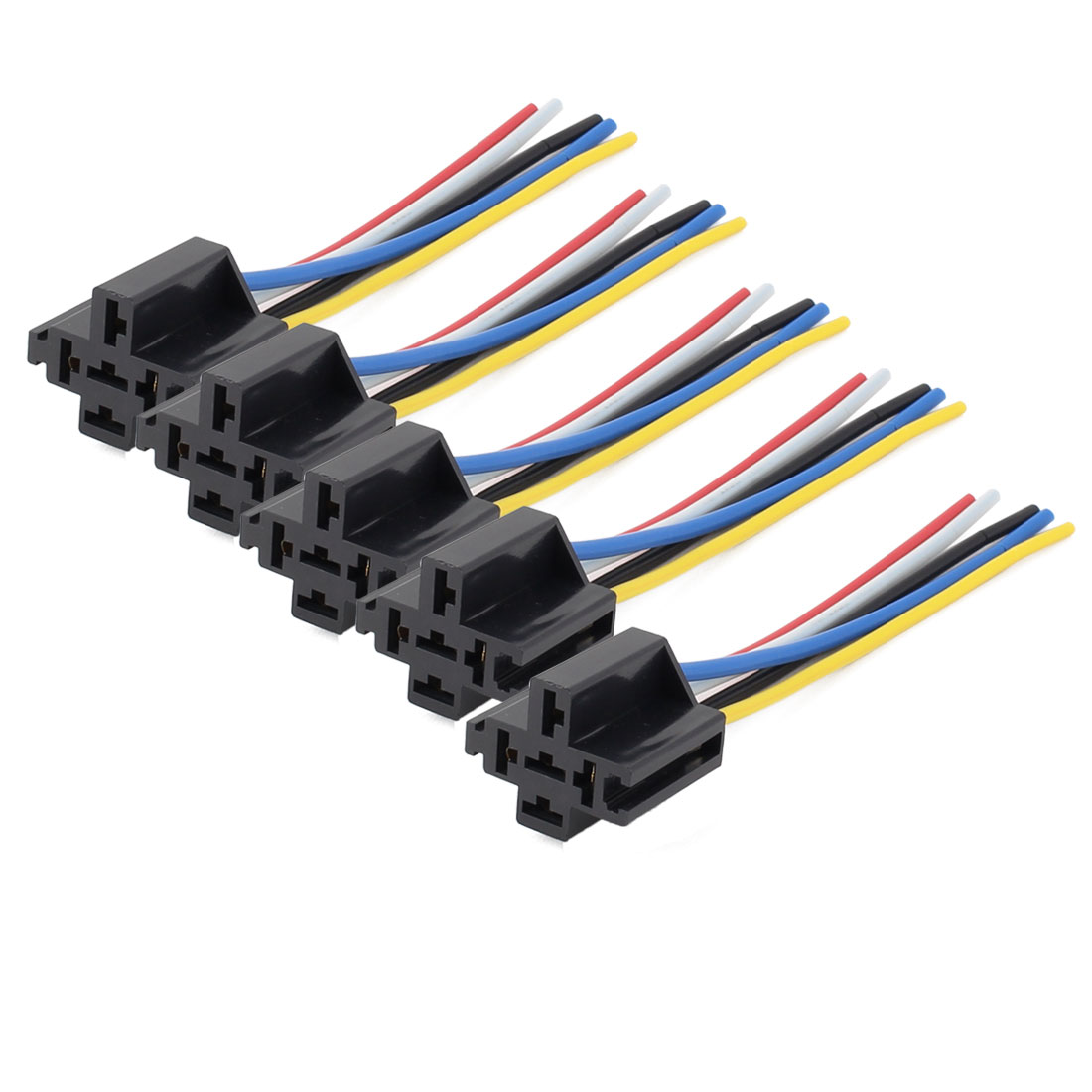 Unique Bargains 5 Pcs 5 Pin Wires Cable Relay Socket