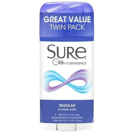 Sure Invisible Solid Deodorant - Regular Scent Twin-Pack, 5.2 oz.