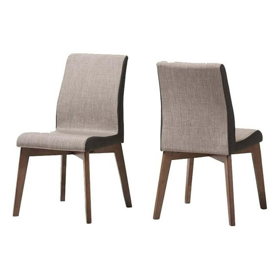 Bowery Hill 34.84"H Mid-Century Fabric Dining Chair in Gravel Gray (Set of 2)