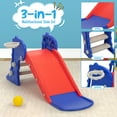 thumbnail image 2 of Nyeekoy Slide for Kids, 3 in 1 Foldable Toddler Large Slide with Climbing Ladder, Basketball Hoop, Dinosaur Patterns for Indoor Outdoor Use,Red + Blue, 2 of 10
