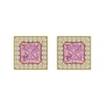 thumbnail image 3 of Clara Pucci 2.24Ct Pink Princess Cut VVS1 Screw Back Stud 14k Solid hypoallergenic Gold Designer Earrings For April, 3 of 7