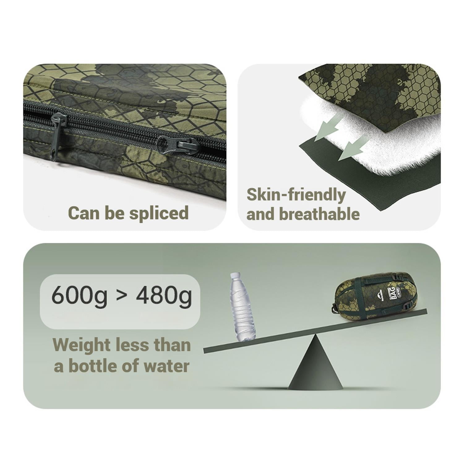 Naturehike, Ultralight sleeping bag,Portable Backpacking Sleeping Bag, Expandable&Spliced designed, Waterproof and breathable.