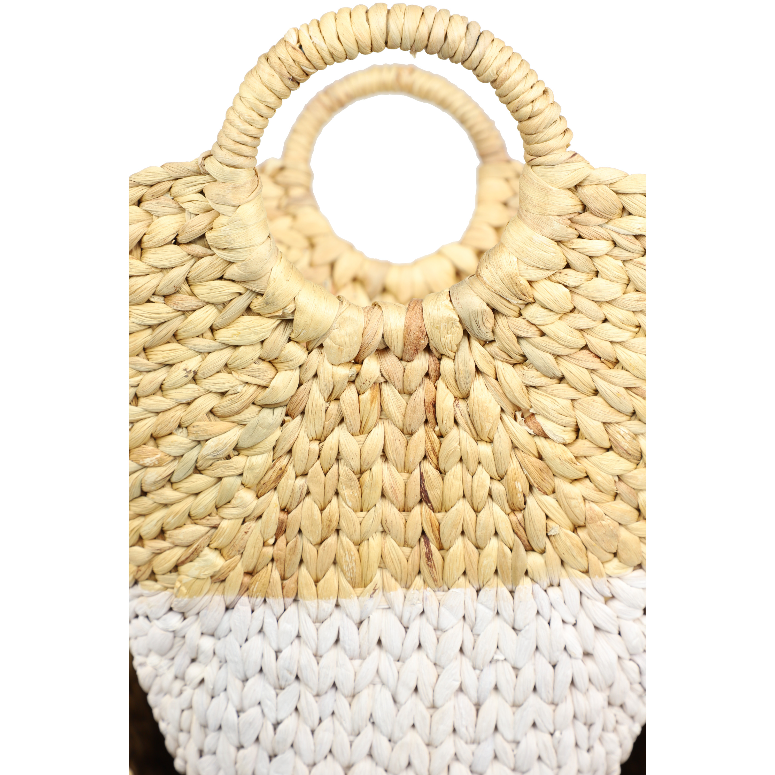 CosmoLiving by Cosmopolitan 17", 15", 13", 12"W Brown Seagrass Handmade Two Toned Storage Basket with Handles, 4-Pieces