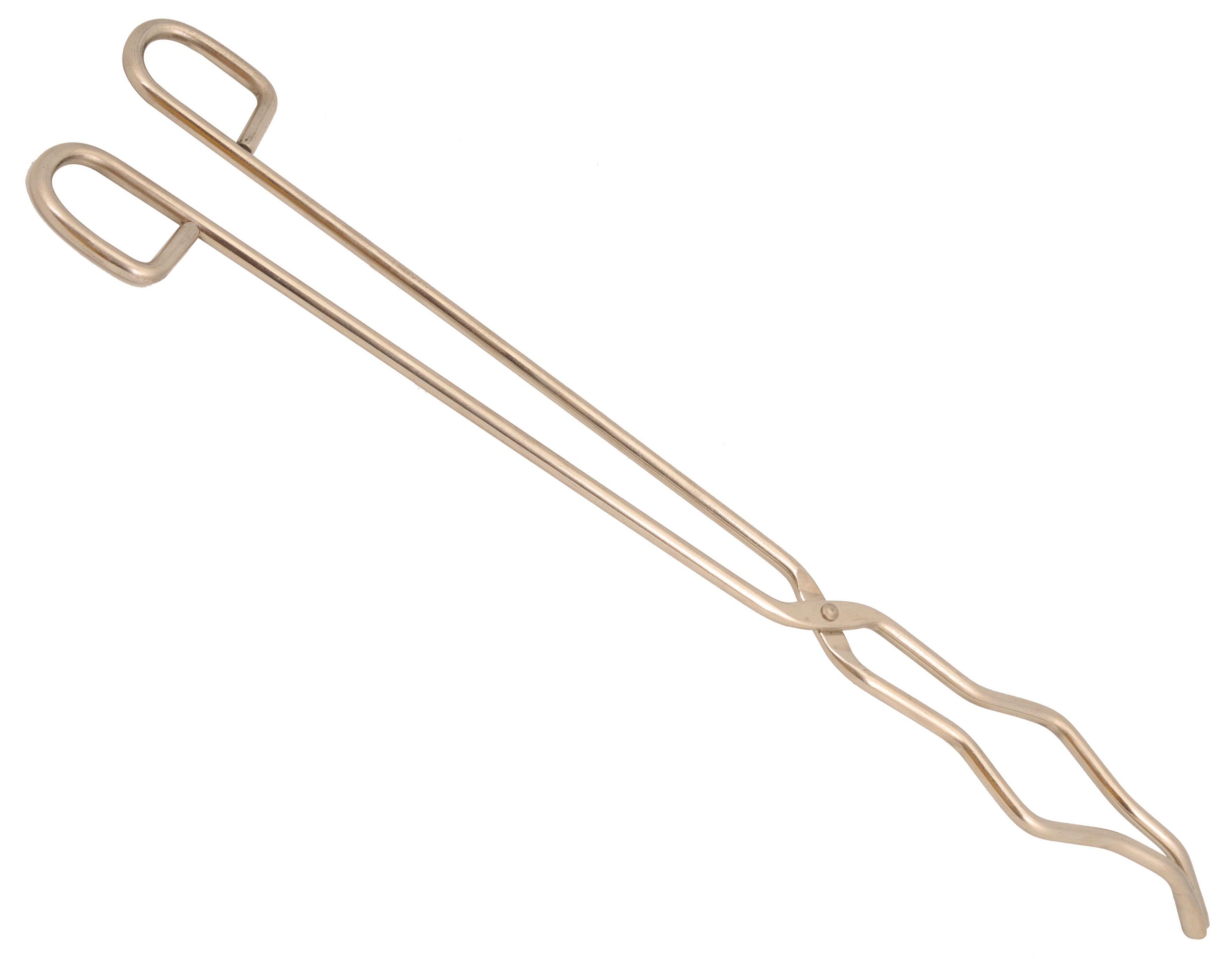 Crucible Tongs with Bow- Straight, Serrated Tips - Metal - 9.5 Long - Eisco Labs