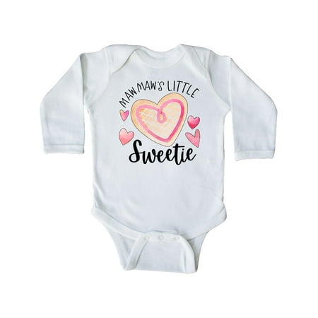 

Inktastic Mawmaw s Little Sweetie with Pink Heart Cookie Gift Baby Boy or Baby Girl Long Sleeve Bodysuit
