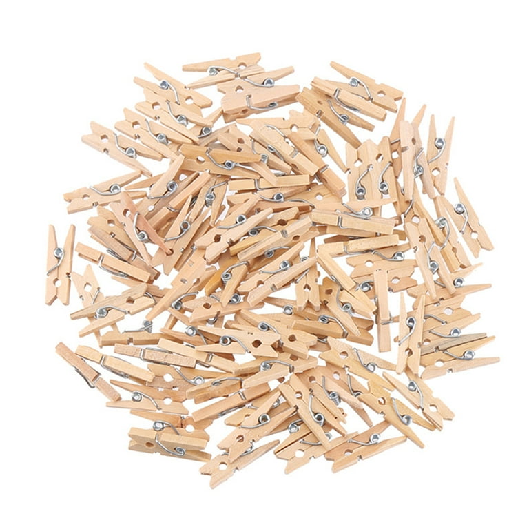 Machinehome 100PCS 2.5x0.3cm Natural Mini Wooden Clips for Clothespins  Decorative Photos Papers