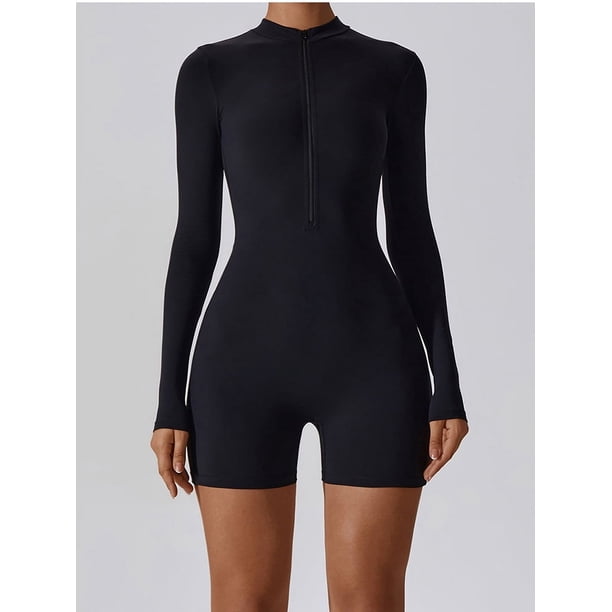 Mono de entrenamiento con cremallera de verano, monos deportivos para mujer, ropa de gimnasio, trajes de Fitness para correr, chándal de gimnasio, ropa deportiva corta, conjunto de Yoga