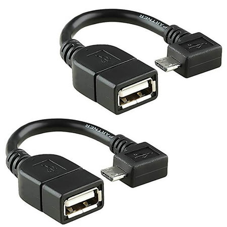 PRO OTG Cable Compatible with Xiaomi Redmi 6A/Mi A2 Lite/Note 4/BlackBerry Z30 Right Angle Cable connects you any compatible USB Device with MicroUSB Cable! (2 Pack)