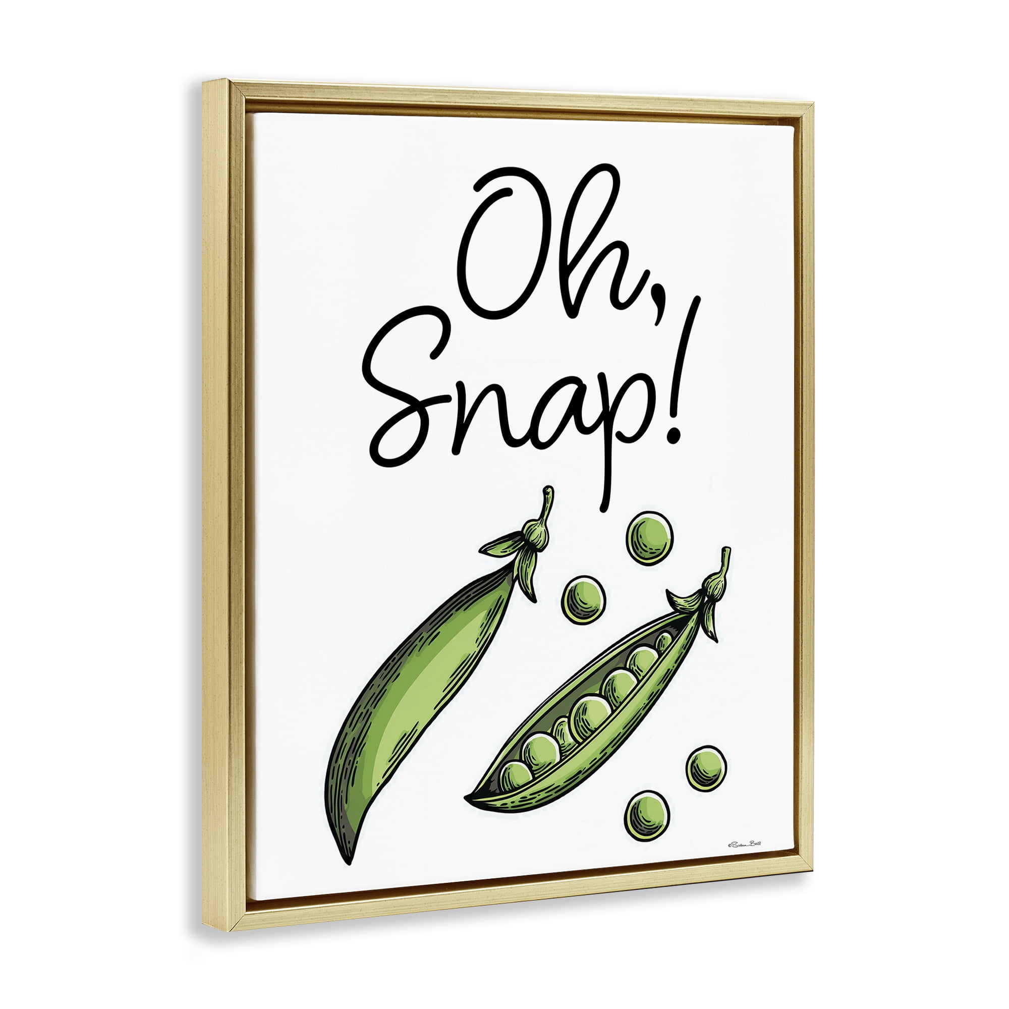 Stupell Industries Oh Snap Peas Gold Framed Floater Canvas Wall Art, design by Susan Ball
