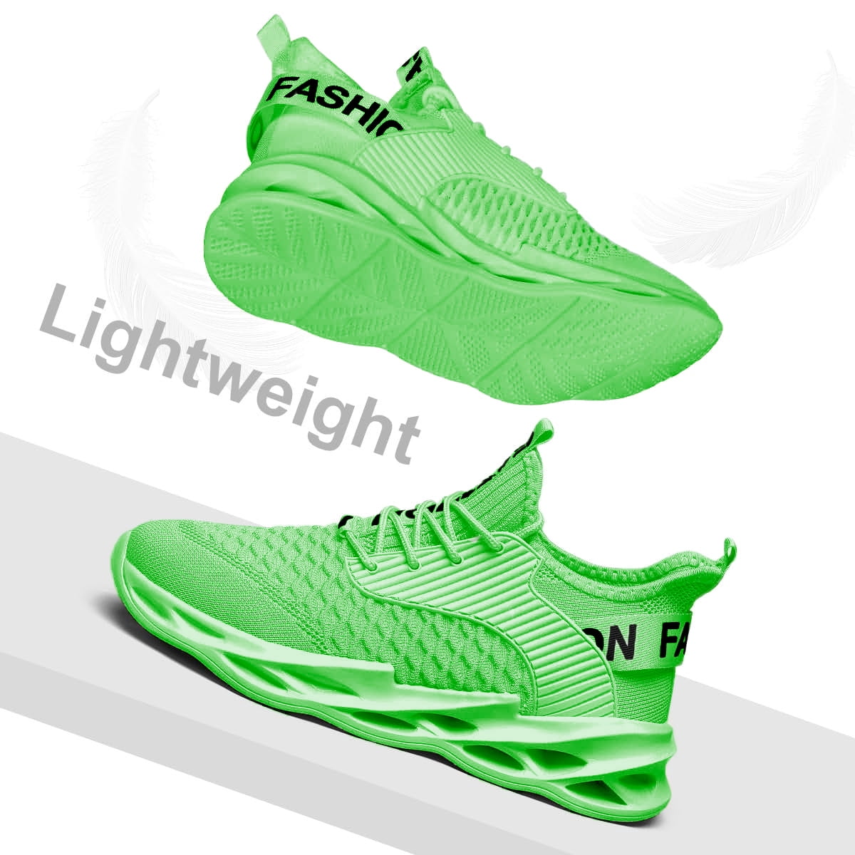 ZUTY Men's Running Shoes Blade Tennis Walking Fashion Breathable Non Slip Gym Sports Work Trainers Green 11