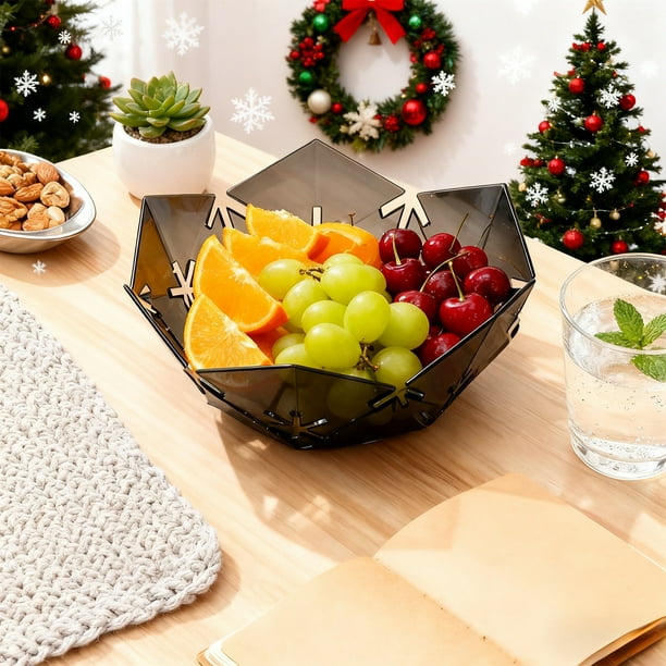 Adornos navideños, adornos navideños, copos de nieve navideños, bandeja de frutos secos, caja de dulces concisa, recipiente para refrigerios de sala de estar, frutero de plástico, adornos navideños, r