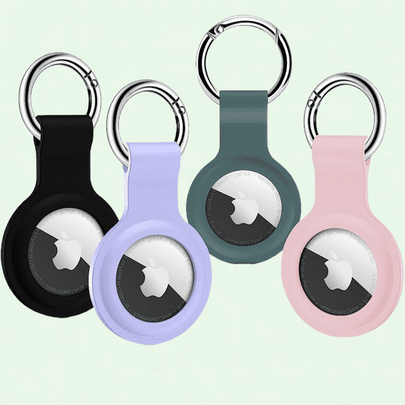 4 Pack Airtag Holder, Protective Silicone Case for Airtags with Anti-Lost Keychain, 4 Colors