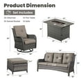 thumbnail image 6 of POCASSY 6 Pieces Outdoor Patio Furniture Sets with Fire Pit Table, PE Wicker Outdoor Conversation Set with Patio Couch, Swivel Glider Chairs, Ottomans, and 41" Firepit Table for Deck Balcony, 6 of 20