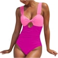 thumbnail image 2 of Nuoqisi Women One Piece Swimsuits Pleat Tummy Control Cutout Twist Front Bathing Suits Swimming Tie Back Swimwear, 2 of 7