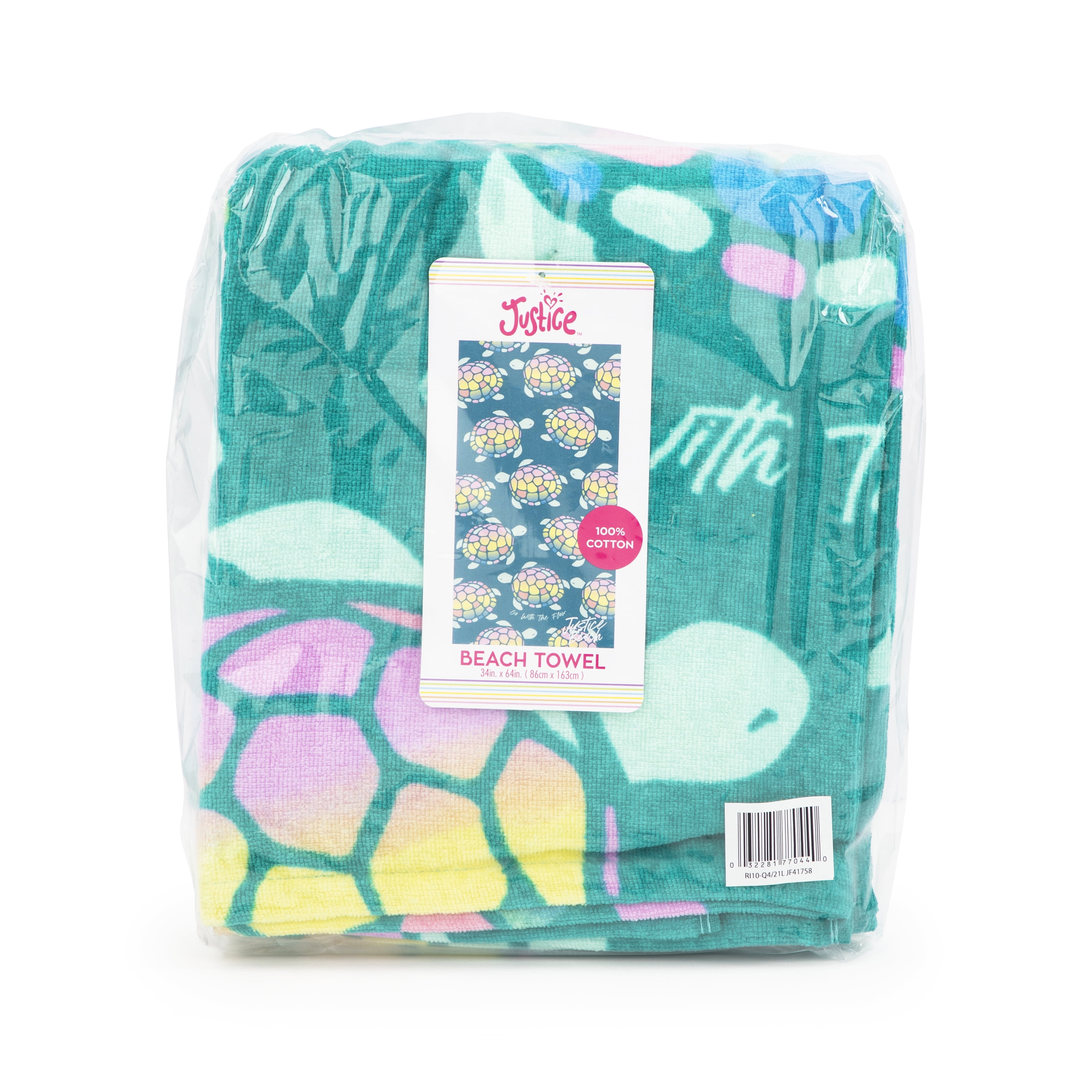 Justice Beach Towel, 100% Cotton, 64 x 34, Turtles