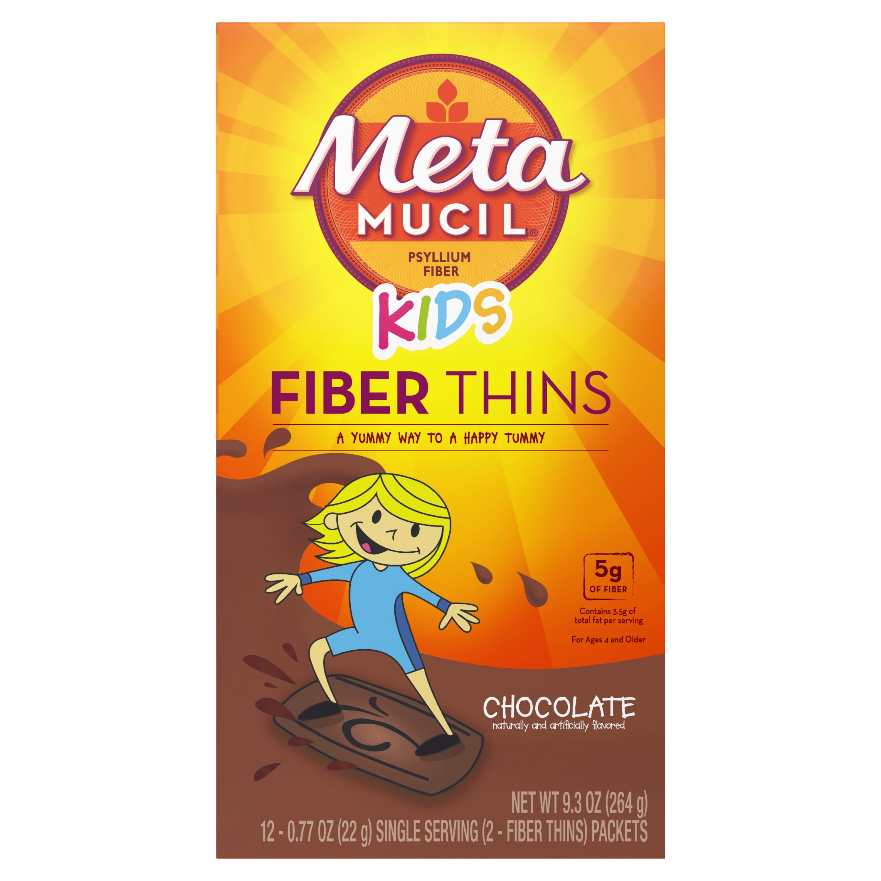 Metamucil Kids Fiber Supplement Thins, Wafers, Chocolate, 12 Ct