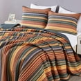 thumbnail image 3 of Chezmoi Collection Avery Striped Cotton Quilt Set Queen Size, 3-Piece Soft Pre-Washed 100% Cotton Quilt, Multi-Color, 3 of 9
