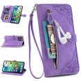 thumbnail image 1 of TECH CIRCLE for Apple iPhone 14 Pro 2022 Case with Wrist Strap,Drop Protection Premium PU Leather Magnetic Clasp Flip Holder Wallet Case with 7 Card Slots Phone Cover,Purple, 1 of 16