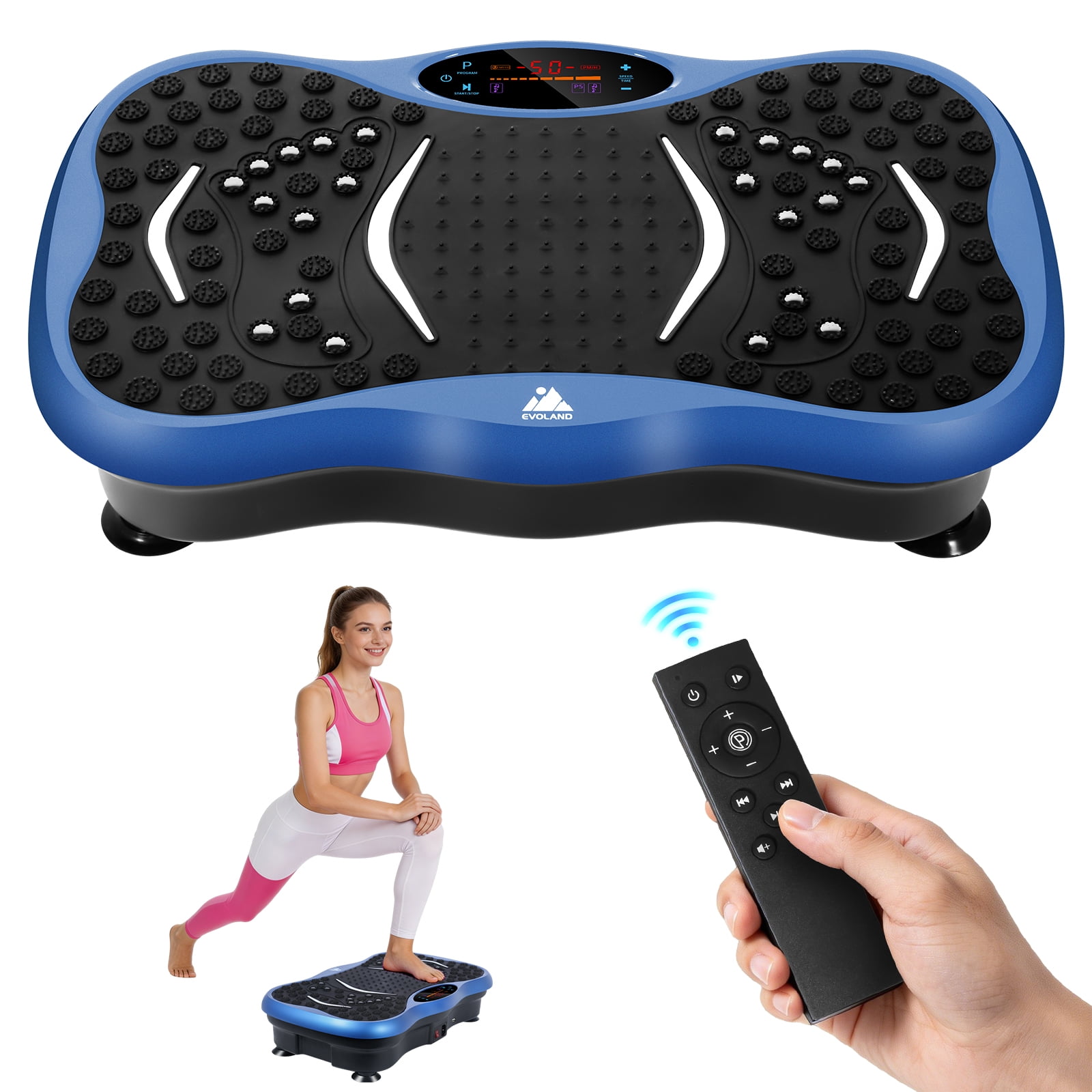 Vowella Vibration Plate Exercise Machine, Vibration Platform for Home Full Body Workout & Toning, 99 Speed Levels, 6 Modes with Bluetooth & LCD Monitor, 330 lbs Capacity, Blue