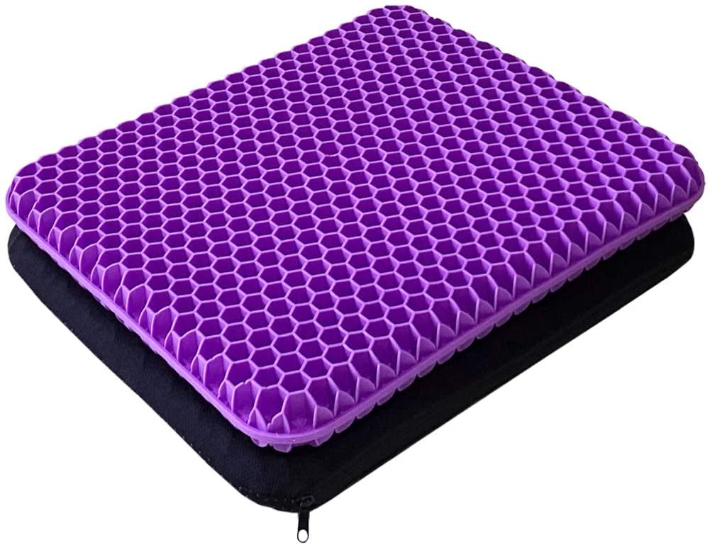 Gel Seat Cushion - Enhanced Double Thick Egg Seat Cushion with Non-Slip Cover - Office Chair Car Seat Cushion - Sciatica & Back Pain Relief - Perfect for Office Chair Car Wheelchair Travel