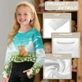 thumbnail image 6 of COEQINE Cute Crop Sweatshirt for Girls, Long Sleeve Crewneck Pullover Outfit Lightweight Sweatshirt Tops, Fall Winter Kids Fashion Age 13-14, Capybara Daisy Teal, 6 of 7