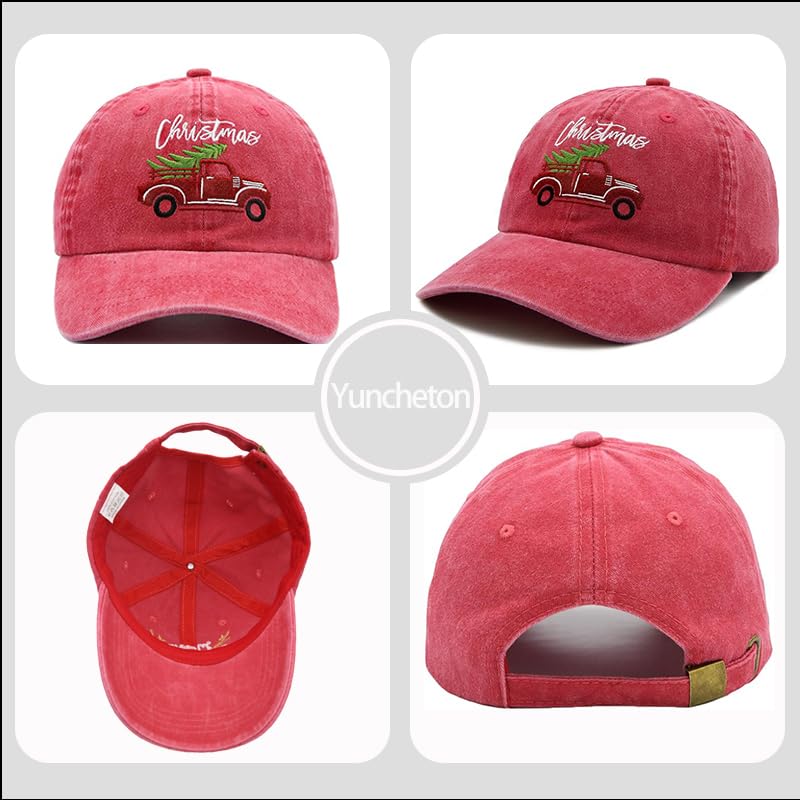 Women\'s Embroidery Adjustable Washed Distressed Casual Trucker Hat Christmas Women main image 4