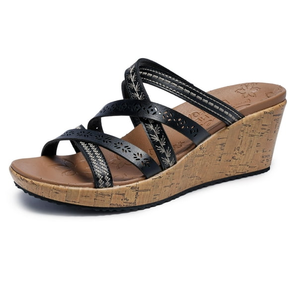 Sandalia Skechers Beverlee Tiger Posse con Cuña Negra Talla 10 US