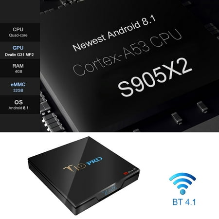 T10 PRO Smart Android 8.1 Cortex-A53 S905X2 Quad-core UHD 4K VP9 H.265 ...