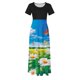 thumbnail image 4 of Puntoco Vestido De Mujer De Manga Corta Con Estampado Floral Estilo Resort Falda Larga De Manga Corta Y Cuello Redondo Negro Xxl,Regalos Para Mujer Joven, 4 of 5