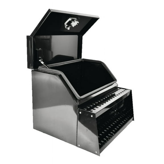 Aluminum Side Mount Semi Truck Tool Box with Saddle Step&Lock 25"x28"x30" Black