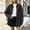 Black, variant on IUYRTFE Women's Retro Button Down Denim Jacket Long Sleeve Collared Shacket with Pockets Casual Oversized Outerwear