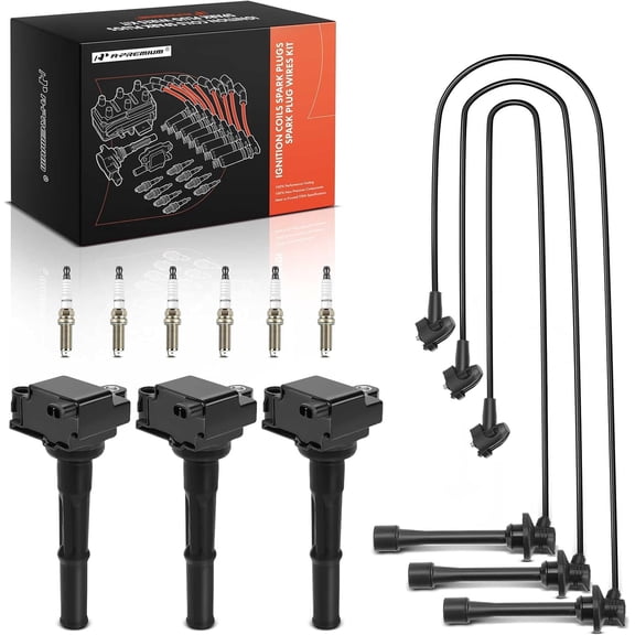 A-Premium 3 Ignition Coils with 3 Spark plug Wires and 6 Iridium Spark Plugs Compatible with Toyota 4Runner 1996-2002 T100 1995-1998 Tacoma 1995-2004 Tundra 2000-2004 V6 3.4L