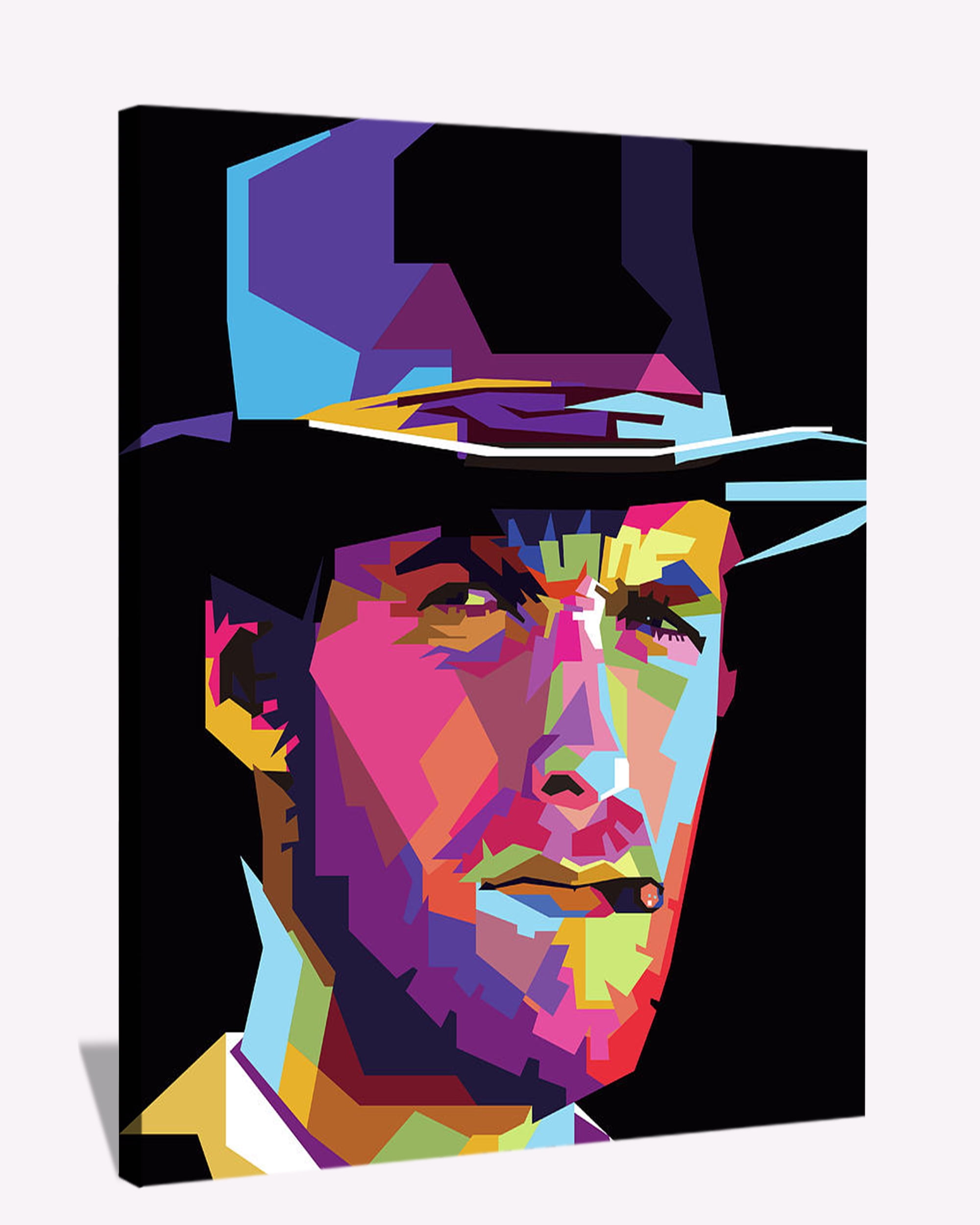 Clint Eastwood Portrait Canvas Wall Art Celebrity Portrait Pop Arts