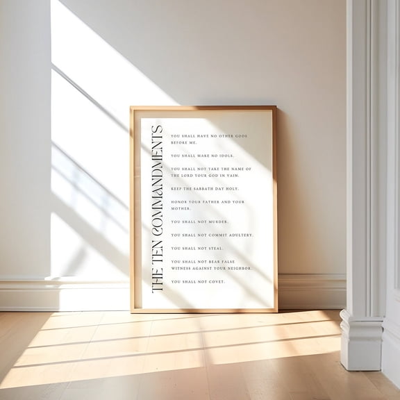 Ten Commandments Wall Art 10 Commandments Christian Print Exodus 20 Scripture Bible Verse, Unframed Paper Poster 8x10in