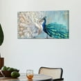 thumbnail image 3 of 12x24 inch Peacock Framed Vintage Canvas Wall Art Home Wall Decor Blue and White Peacock Feather Giclee Print Gallery Wrap Modern Home Art Ready to Hang, 3 of 9